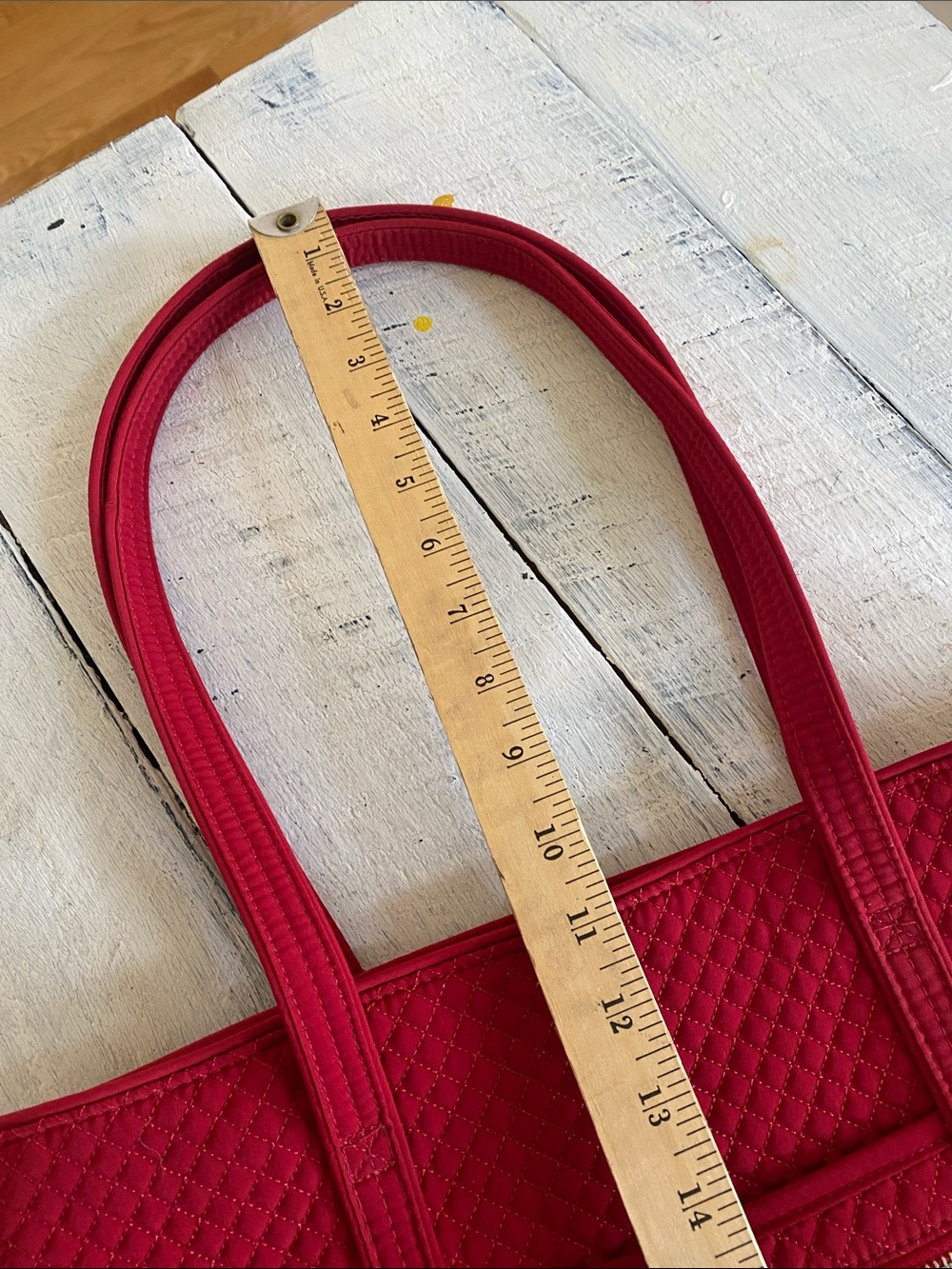Vera Bradley Bright Red Quilted Tote with Front Zip Pocket - Picture 5 of 9